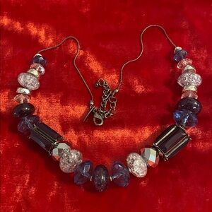 NY Collection Blue and Silver Beaded Necklace